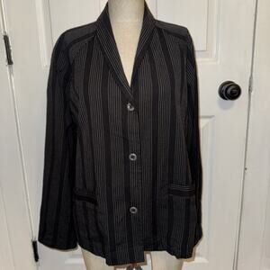 NWOT Two Danes Women’s Stripe Jacket Cotton Size‎ XL Black Gray